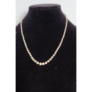 Vintage 14K White Gold Clasp,  Fine Graduated Pearl, Pearls Necklace 20" Newer c